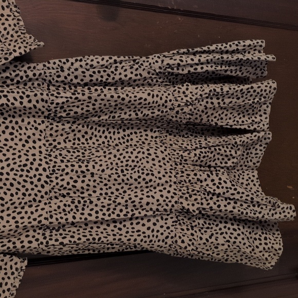 New J. Crew Ruffle Neck Tiered Popover Dress in Leopard Polka Dot Brown M - Picture 8 of 10